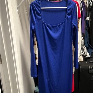 Blue Long Sleeve Dress